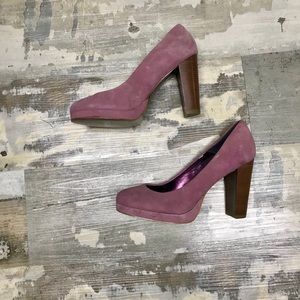 Purple suede heels